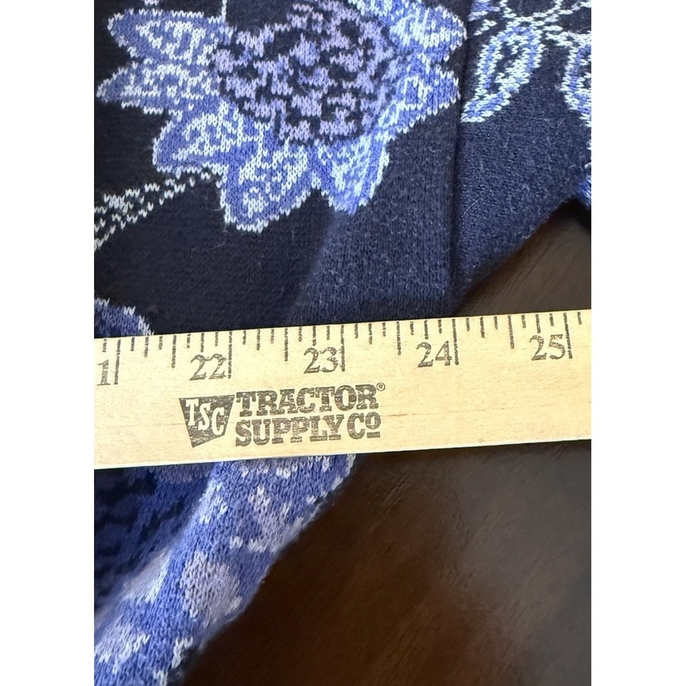 Isaac Mizrahi Womens 2X Jacquard Floral Sweater Cardigan Blue Pockets Belt - Picture 6 of 9
